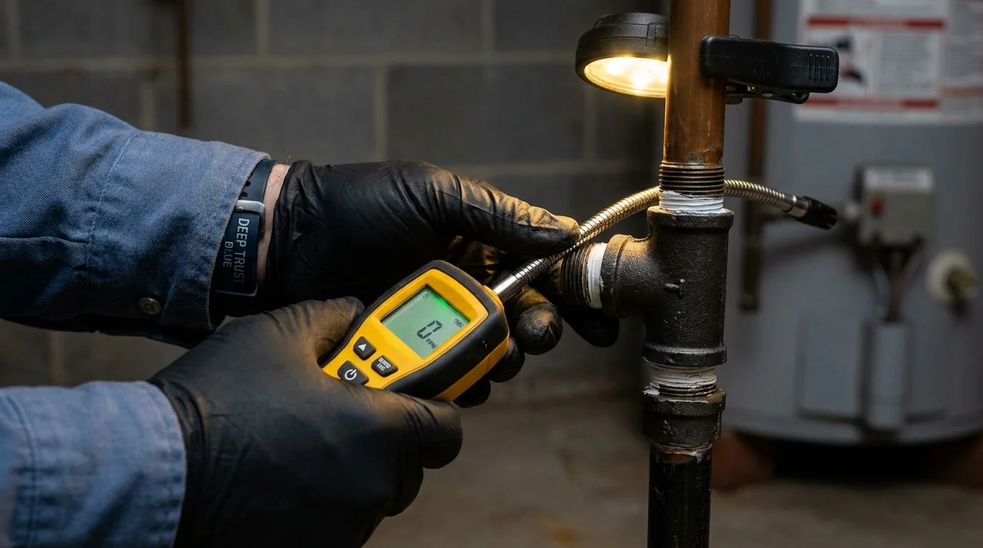 Gas leak detection with electronic sniffer by Johns Plumbing LLC in Ojai